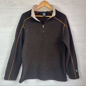 Kuhl Europa Alfpaca Fleece 1/4 Zip Sweater Pullover Men’s Large Brown Hiking